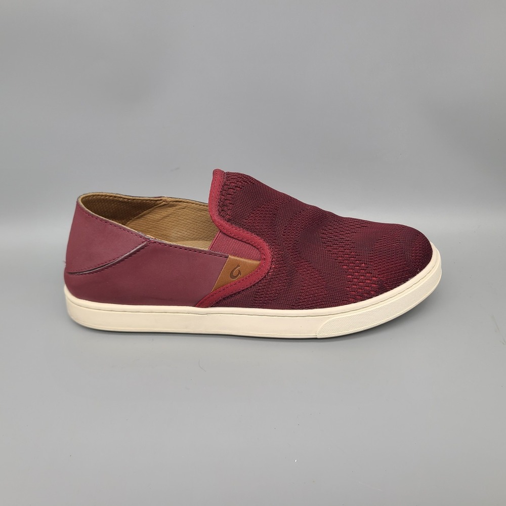 Olukai Pehuea Shoes Womens 9 Burgundy Red Slip On Casual